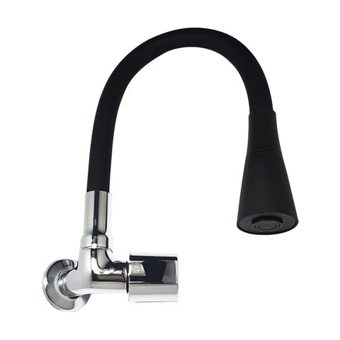 Torneira Metal Cozinha Parede 1/4 Volta Preta Tigre - 1168PTTI