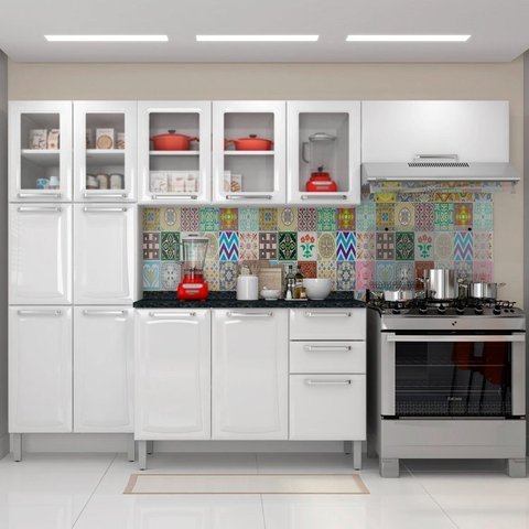 Cozinha Completa Modulada 4 Peças 13 Portas 2 Gavetas Tarsila Itatiaia Branco