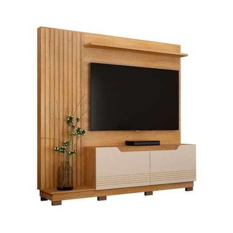 Estante Home Theater Santiago para Tv Cinamomo/off White Valdemóveis