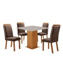 Ver imagem 2 de Mesa Jantar Loren 4 Lugares MDF Cadeiras Lorena Veludo Marrom 90cm Moderna
