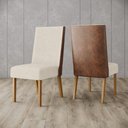 Ver imagem 1 de Conjunto de 2 Cadeiras Henn Anne Estofada S33-531 Nature/Corino/Linho SE