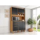 Ver imagem 3 de Armário para Cozinha Kit Prime 120 Cm 6 Portas 2 Gavetas Cinamomo Preto Catedral Fosco - Zanzini