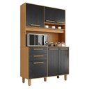 Ver imagem 1 de Armário para Cozinha Kit Prime 120 Cm 6 Portas 2 Gavetas Cinamomo Preto Catedral Fosco - Zanzini