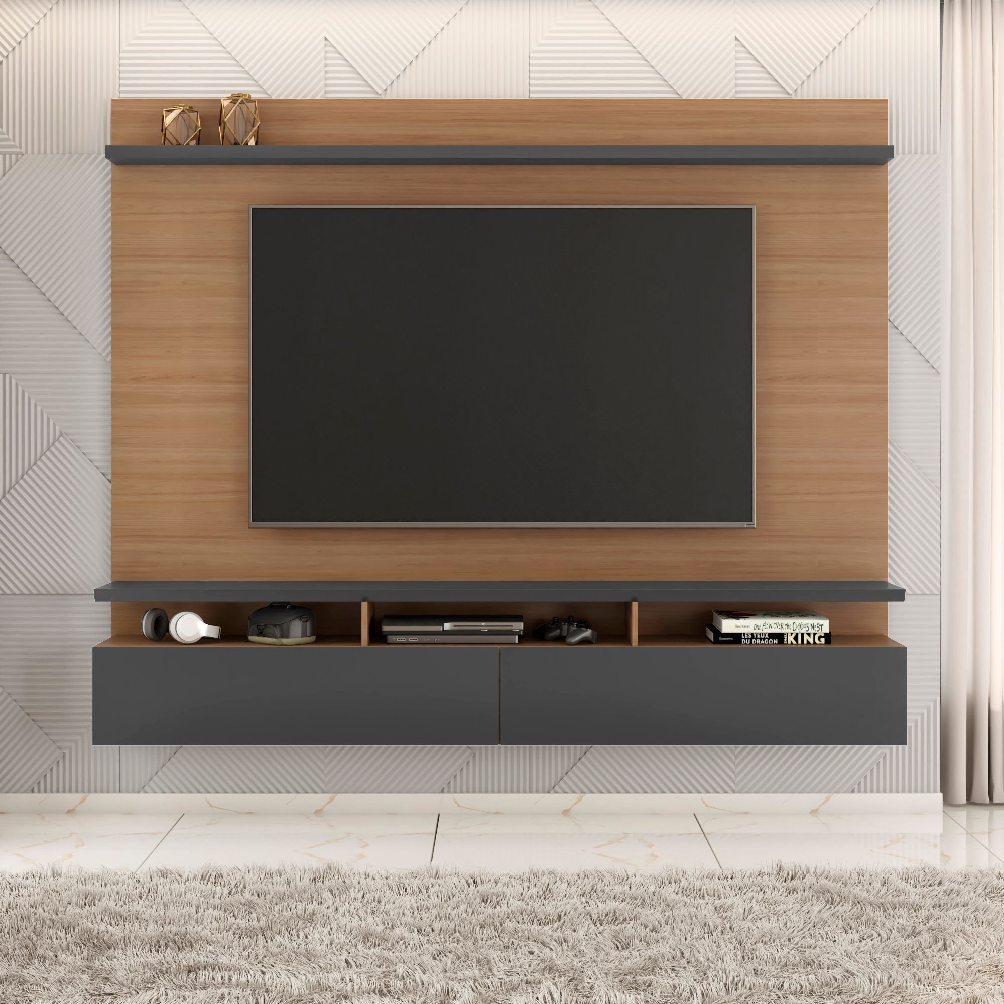Painel para TV até 55 Polegadas 162cmx134cm Noruega Marrom Freijó