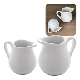 Kit 2 Mini Jarrinha Leiteiras de Porcelana Branca para Molhos e Recheios 90ml + 190ml - Lyor - 2