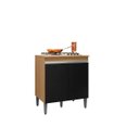 Ver imagem 2 de Balcão P/ Cooktop 4 ou 5 Bocas 2 Portas - Ajl Móveis:amêndoa/preto