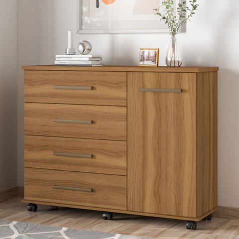 Cômoda Moderna Multiuso 101 Cm 4 Gavetas - Demóbile Flora:amendola Touch