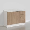 Ver mais imagens de Balcão Pia Planejado 120cm com Tampo com Rodapé Puxador 150mm Ipanema CabeCasa MadeiraOriginals Branco/Acácia