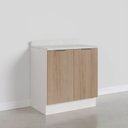 Ver imagem 7 de Balcão Planejado 2 Portas 80cm com Tampo com Rodapé Puxador 150mm Ipanema CabeCasa MadeiraOriginals Branco/Acácia