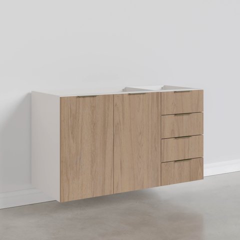 Balcão Pia 120cm Sem Tampo Sem Rodapé Puxador 150mm Ipanema CabeCasa MadeiraOriginals