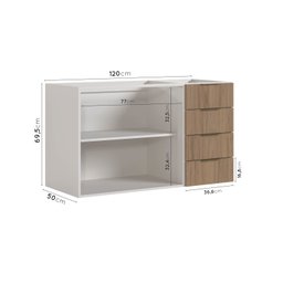 Balcão Pia 120cm Sem Tampo Sem Rodapé Puxador 150mm Ipanema CabeCasa MadeiraMadeira - 3