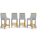 Ver imagem 1 de Kit com 4 Banqueta Eloá Madeira Maciça Assento Estofado para Bancada Linho Cinza 407
