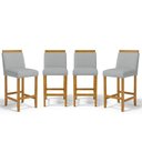 Ver imagem 1 de Kit com 4 Banqueta Eloá Madeira Maciça Assento Estofado para Bancada Linho Cinza 407