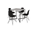 Ver imagem 2 de Mesa Industrial Base Ferro Preto em V Tampo 90x90 Branco 4 Cadeiras Eames Ferro Assento Preto