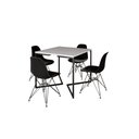 Ver imagem 2 de Mesa Industrial Base Ferro Preto em V Tampo 90x90 Branco 4 Cadeiras Eames Ferro Assento Preto