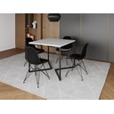 Ver imagem 1 de Mesa Industrial Base Ferro Preto em V Tampo 90x90 Branco 4 Cadeiras Eames Ferro Assento Preto