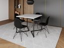 Ver imagem 1 de Mesa Industrial Base Ferro Preto em V Tampo 90x90 Branco 4 Cadeiras Eames Ferro Assento Preto