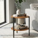Ver imagem 1 de Mesa de Centro Redonda Decorativa Vintage Canela/preto Fosco