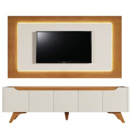 Rack com Painel Led para Tv até 65 Polegadas Laqueado 100% MDF e Pés em Madeira Maciça Grécia  - 2