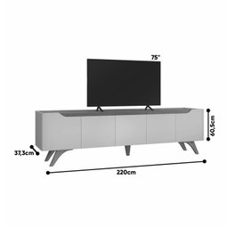 Rack com Painel Led para Tv até 65 Polegadas Laqueado 100% MDF e Pés em Madeira Maciça Grécia  - 5