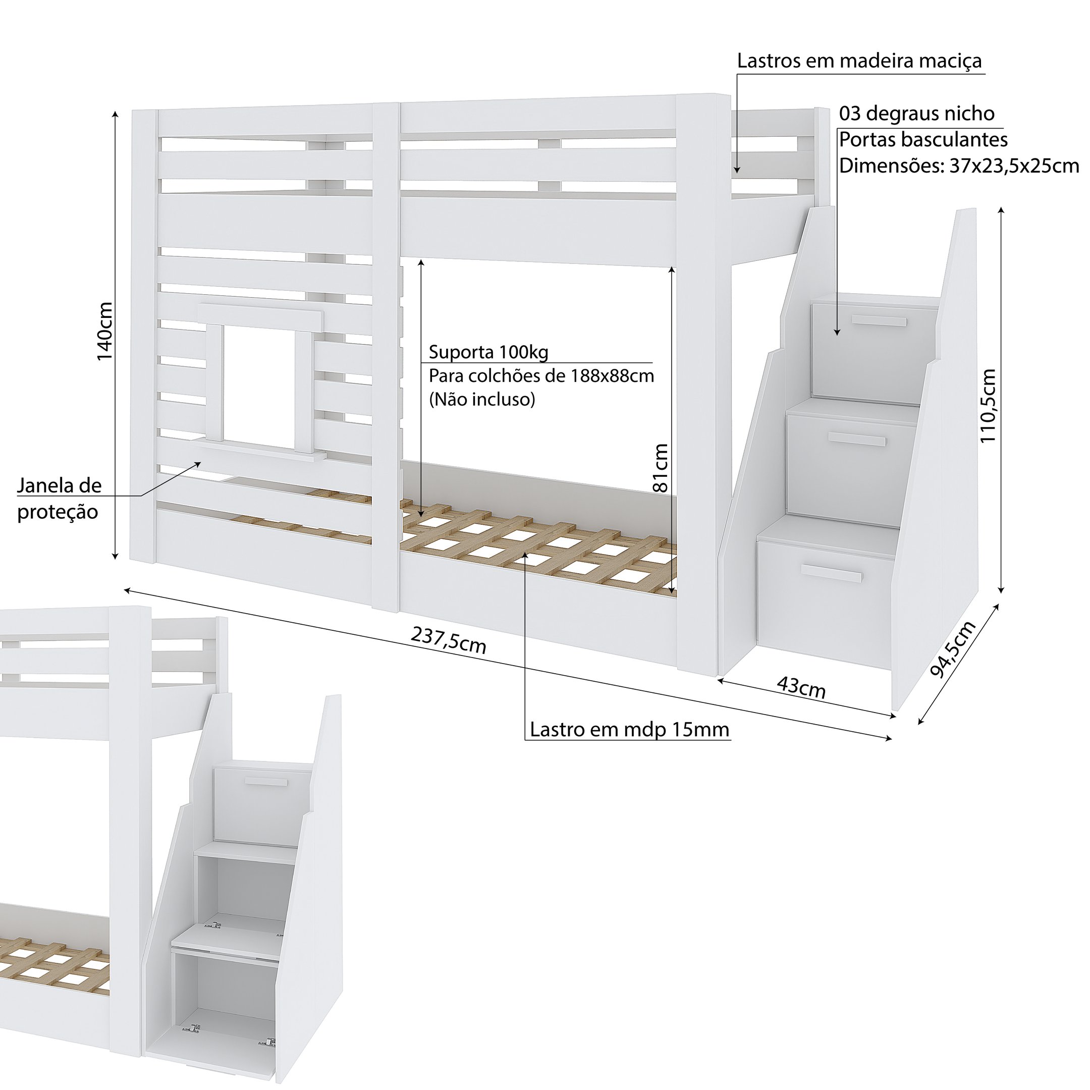 Beliche Montessoriano Star Plus com Janela Casatema - 8