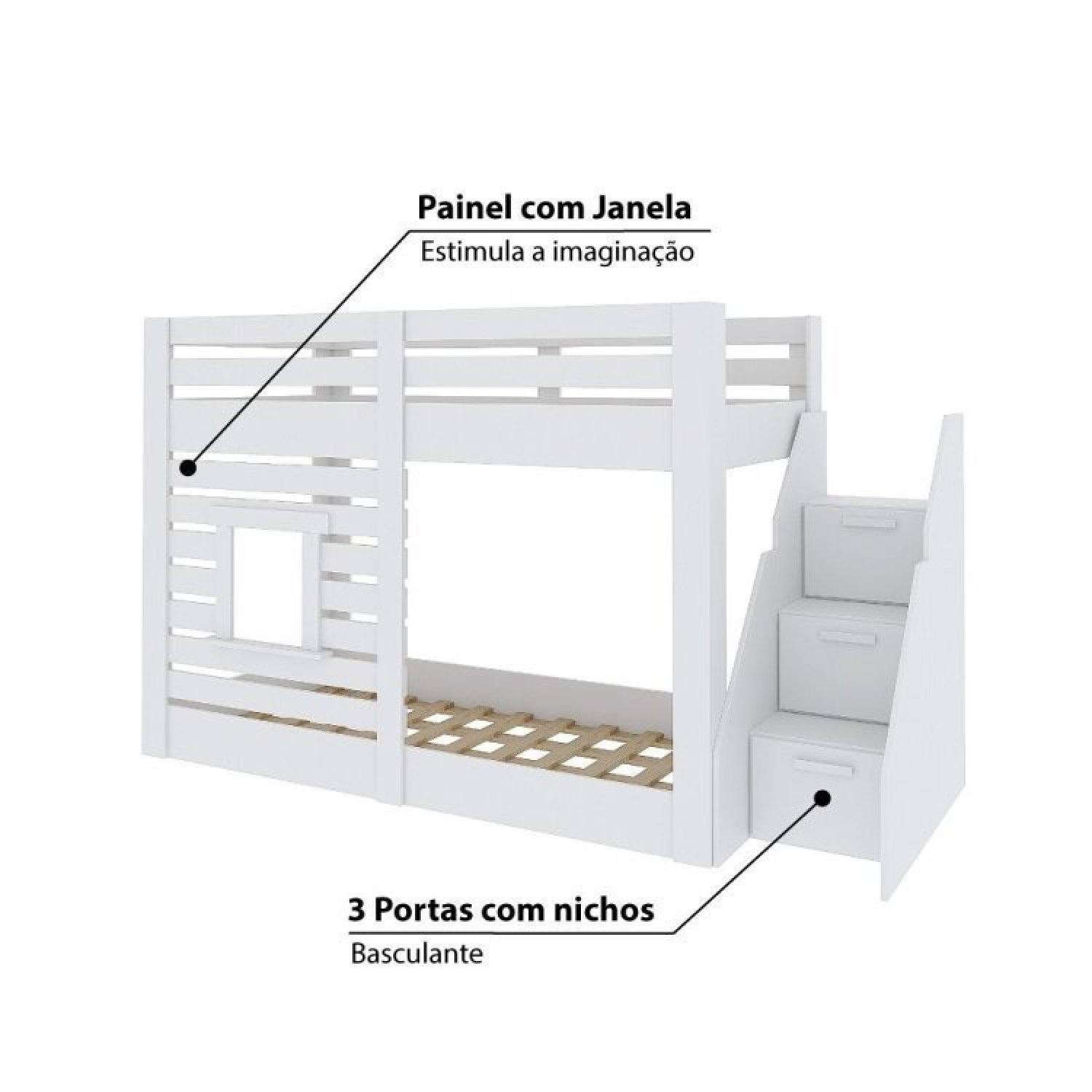 Beliche Montessoriano Star Plus com Janela e Escada Lateral Casatema - 8