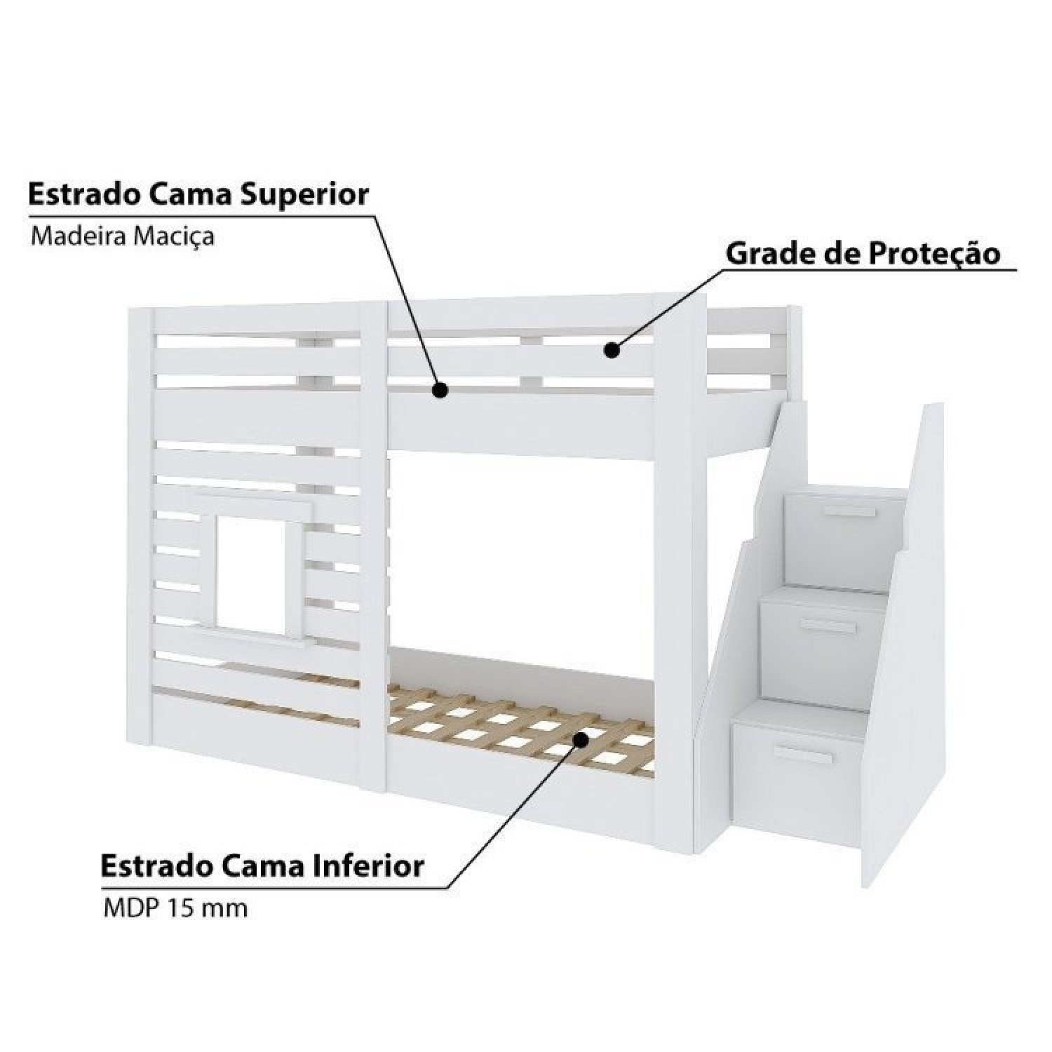 Beliche Montessoriano Star Plus com Janela e Escada Lateral Casatema - 7