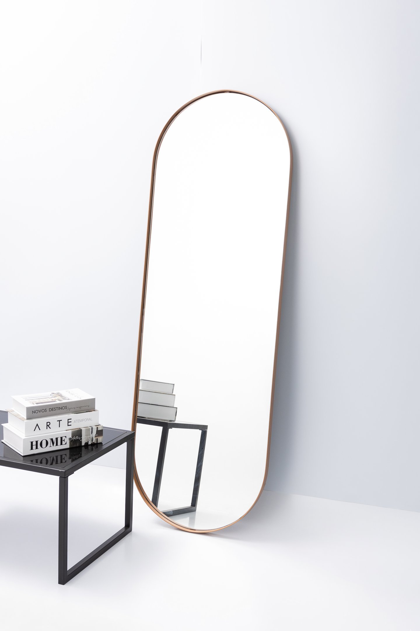 Espelho Decorativo Grande Oval com Moldura Metal Corpo Inteiro 170 X 70 Cm Industrial Bronze - 2