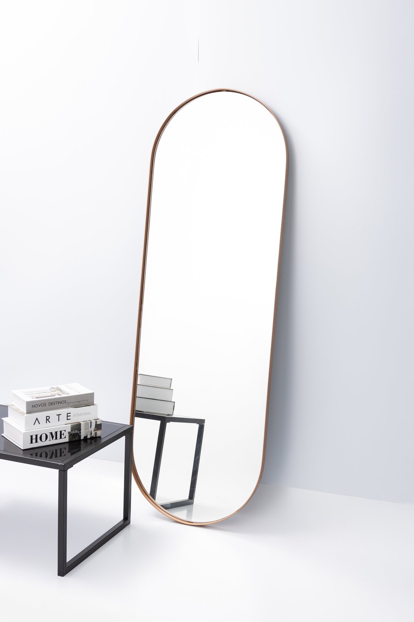 Espelho Decorativo Grande Oval com Moldura Metal Corpo Inteiro 170 X 70 Cm Industrial Bronze - 4