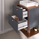 Ver imagem 3 de Gabinete Suspenso com Cuba e Espelheira 60cm Olivia Espresso Móveis Cinza/Titanium