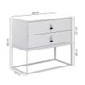 Mesa de Cabeceira Criado Unic 60cm Cinza Fosco 2 Gavetas Puxadores em Couro com Pés de Metal Preto - 3