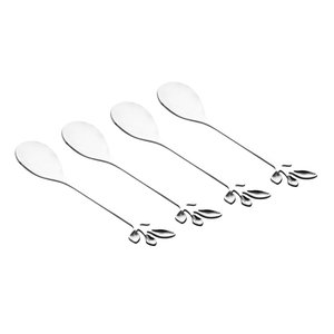 Conjunto 4 Colheres Aço Inox Para Chá Leaves Prata Bon Gourmet