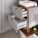 Ver imagem 3 de Gabinete Suspenso com Cuba e Espelheira 60cm Olivia Espresso Móveis Cinza/Cimento