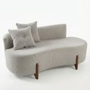 Ver imagem 2 de Conjunto 2 Poltronas + Sofá Curvo Orgânico Luna Boucle Cinza Claro - Montanaris Decor