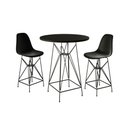 Ver imagem 1 de Jogo Mesa Bistrô Eames Preta 60Cm 2 Banquetas Preta Base Ferro Preto - Cor: Preto