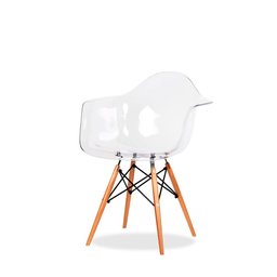 Cadeira Transparente Charles Eames Wood com Braços em Policarbonato 132pc Incolor/2 - 2