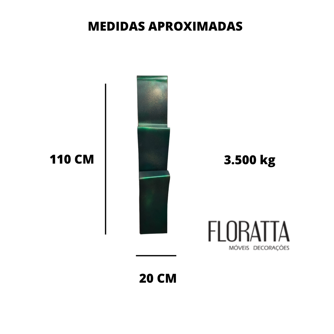 Decoração Escultura de Parede Abstrata em Aço Cor Verde Exclusiva no Brasil Base em MDF  Para Sala Q - 4