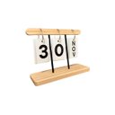 Ver imagem 1 de Calendário de Mesa Base de Madeira Permanente C/ Argolas Cartões Dia e Mês Decoração Escritório Home