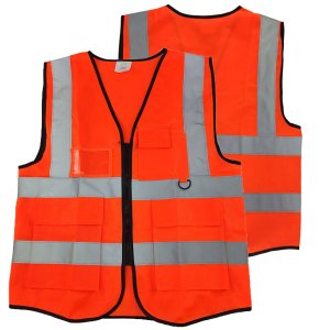 Colete Sinalizador Faixa Refletiva EPI Blusao Fluorescente Trabalho Bolsos Ziper Obra Transito Guard