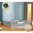 Ver imagem 1 de Cama Infantil com Colchão Casal Montessoriana Helo Cinza Incluso Lousa Magica - Cinza