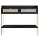 Ver imagem 3 de Aparador 2 Gavetas Oslo Artesano 103 Cm (largura) Mdp Nero Palha Sintética Bege Pé Metal Dourado