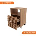 Ver imagem 4 de Balcão Gaveteiro com 2 Gavetas 1 Nicho Detalhe Ripado Me4175 Tecnomobili Amêndoa