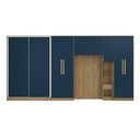 Ver imagem 1 de Quarto Modular Kappesberg Adapt Nogueira/azul Profundo 6 Peças 450cm