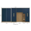 Ver imagem 3 de Quarto Modular Kappesberg Adapt Nogueira/azul Profundo 6 Peças 450cm