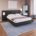 Ver imagem 2 de Cama de Casal Queen Suspensa Grafite com Cabeceira e Mesas de Apoio Mdp Zurique