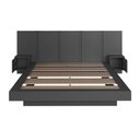 Ver imagem 3 de Cama de Casal Queen Suspensa Grafite com Cabeceira e Mesas de Apoio Mdp Zurique