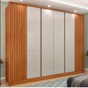 Ver imagem 1 de Guarda Roupa Casal 6 Portas 6 Gavetas Barcelona Ripado Tcil Móveis - Cinamomo/off White