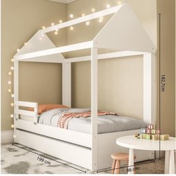 Bicama Solteiro Infantil Casinha Atenas com Grade Politorno Casatema MadeiraOriginals - 4