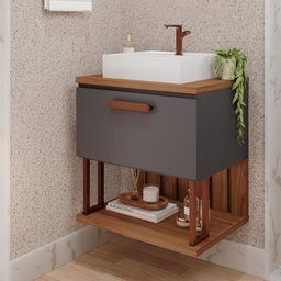 Gabinete Suspenso com Cuba 60cm Mari Espresso Móveis - 1