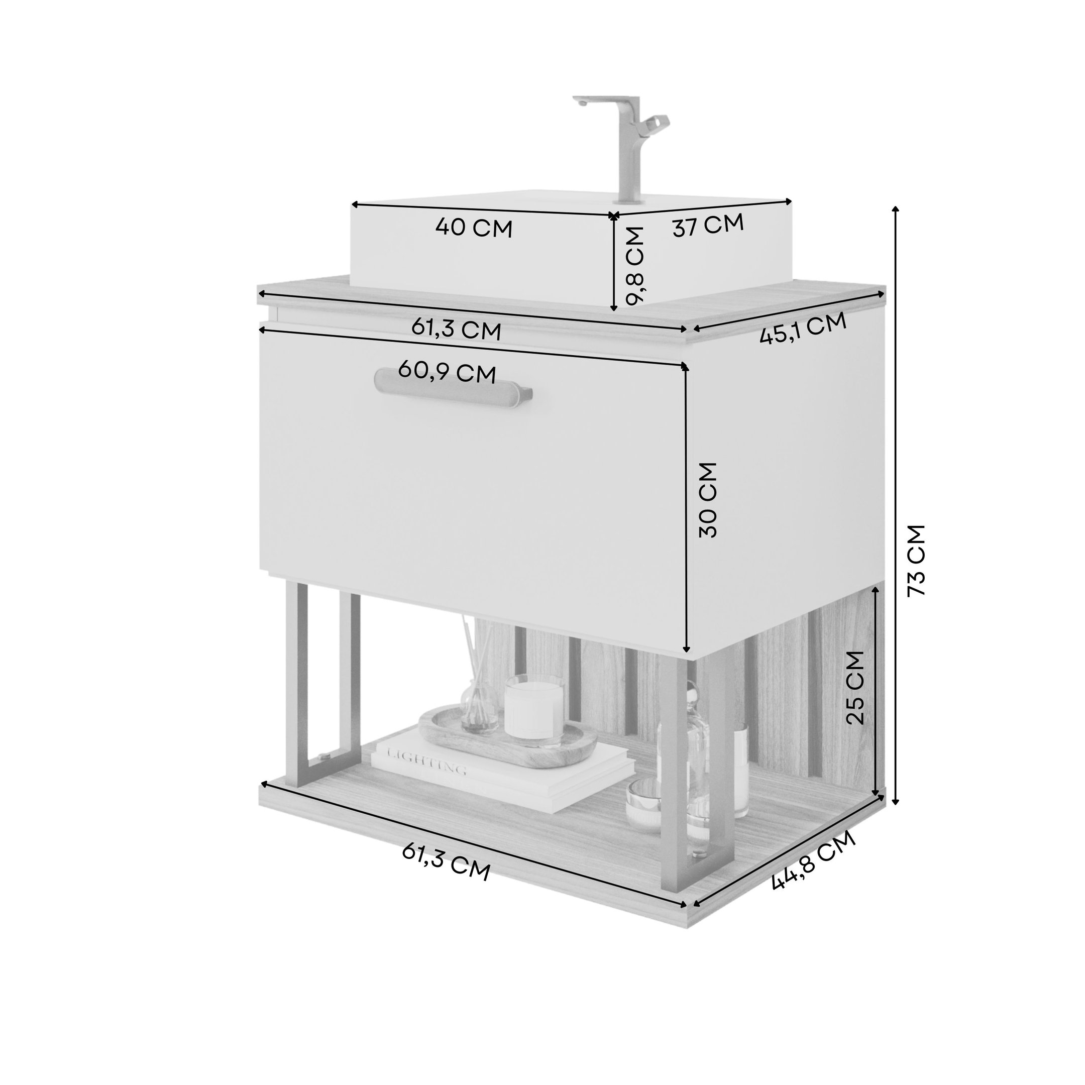 Gabinete Suspenso com Cuba 60cm Mari Espresso Móveis - 6